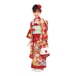 nanae☆　【赤】和服・P・X・㊾・㊻・㊱セット☆　カメラ☆ スタジオマリオの衣装紹介】7才女の子ドレス＆着物♪倉敷・沖新店
