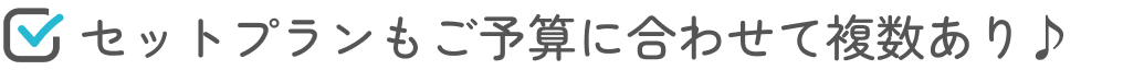 セットプランもご予算に合わせて複数あり♪
