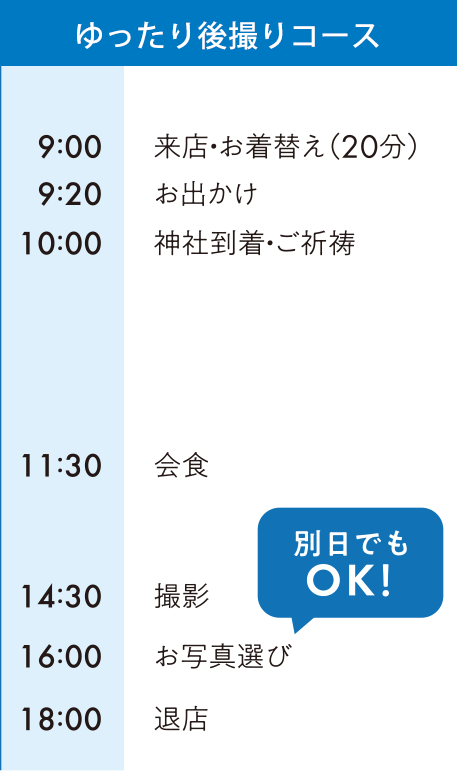 スピードコースタイムスケジュール例
