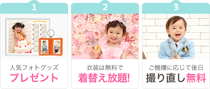 写真展でお披露目、フォトグッズプレゼント、衣装は無料で着替え放題